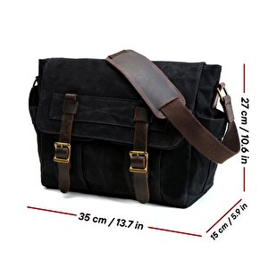 Retro Kanvas Postacı Çanta Mumlu Su Geçirmez (siyah)