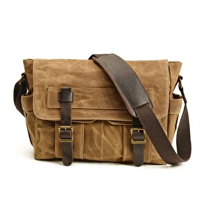 Retro Kanvas Postacı Çanta Mumlu Su Geçirmez (haki)