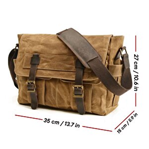 Retro Kanvas Postacı Çanta Mumlu Su Geçirmez (haki)