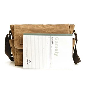 Retro Kanvas Postacı Çanta Mumlu Su Geçirmez (haki)