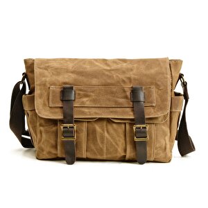 Retro Kanvas Postacı Çanta Mumlu Su Geçirmez (haki)