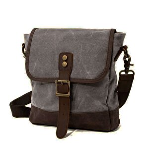 Retro Kanvas Gündelik Küçük Postacı Çanta Mumlu Su Geçirmez (koyu Gri)
