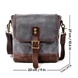 Retro Kanvas Gündelik Küçük Postacı Çanta Mumlu Su Geçirmez (koyu Gri)