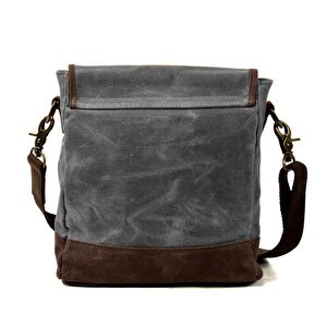 Retro Kanvas Gündelik Küçük Postacı Çanta Mumlu Su Geçirmez (koyu Gri)