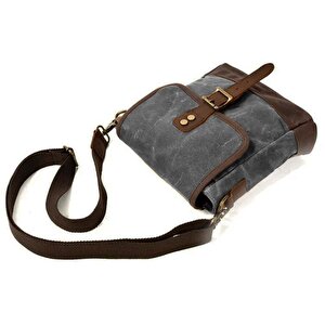 Retro Kanvas Gündelik Küçük Postacı Çanta Mumlu Su Geçirmez (koyu Gri)