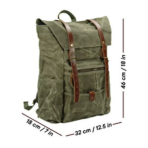 Retro Mumlu Kanvas Deri Büyük Outdoor Sırt Çantası (yeşil)