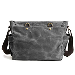 Retro Kanvas Postacı Çanta Mumlu Su Geçirmez (koyu Gri)