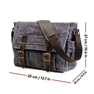 Retro Kanvas Postacı Çanta Mumlu Su Geçirmez (koyu Gri)