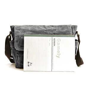 Retro Kanvas Postacı Çanta Mumlu Su Geçirmez (koyu Gri)