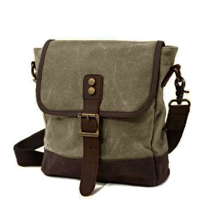 Retro Kanvas Gündelik Küçük Postacı Çanta Mumlu Su Geçirmez (haki Yeşil)