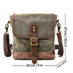 Retro Kanvas Gündelik Küçük Postacı Çanta Mumlu Su Geçirmez (haki Yeşil)