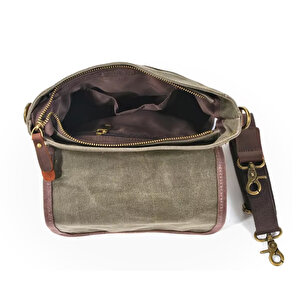 Retro Kanvas Gündelik Küçük Postacı Çanta Mumlu Su Geçirmez (haki Yeşil)