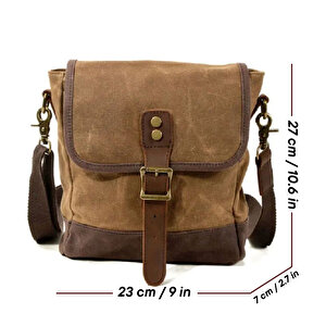 Retro Kanvas Gündelik Küçük Postacı Çanta Mumlu Su Geçirmez (haki)
