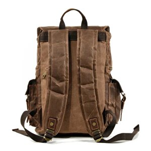Sert Kanvas Retro Gündelik Okul İş Ofis Sırt Çantası Mumlu Su Geçirmez (kahve)