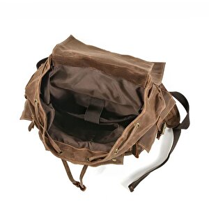 Sert Kanvas Retro Gündelik Okul İş Ofis Sırt Çantası Mumlu Su Geçirmez (kahve)