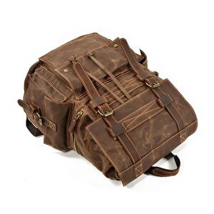 Sert Kanvas Retro Gündelik Okul İş Ofis Sırt Çantası Mumlu Su Geçirmez (kahve)