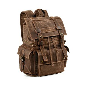 Sert Kanvas Retro Gündelik Okul İş Ofis Sırt Çantası Mumlu Su Geçirmez (kahve)