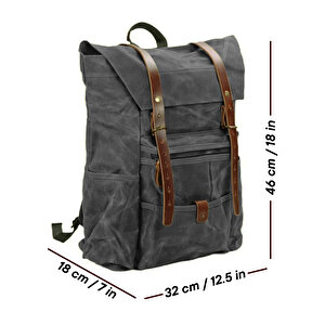 Retro Mumlu Kanvas Deri Büyük Outdoor Sırt Çantası (gri)