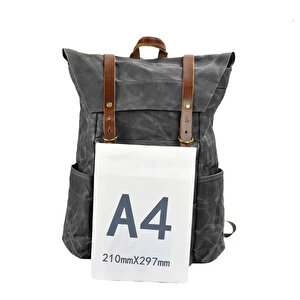 Retro Mumlu Kanvas Deri Büyük Outdoor Sırt Çantası (gri)