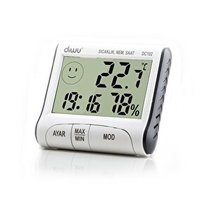 Dc102 İç Mekan  Termometre Nem Ölçer Saat 5 Yıl Garantili