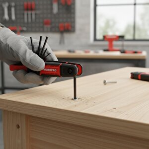 Workpro Wp222029 9 Parça Cr-v İnç Çakı Tipi Profesyonel Allen Anahtar Takımı