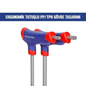 Wp200543 8 Parça Cr-v T Tipi Uzun Delikli Torx Profesyonel Allen Anahtar Takımı