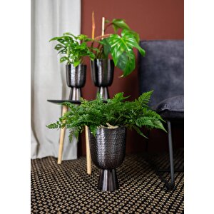 Lauren Antrasit Metal Saksı Çap 18cm Yükseklik 28cm