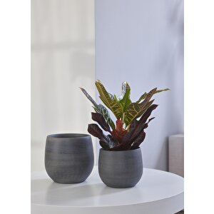 Esra Gri Seramik Saksı 19x16 Cm