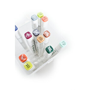 Premium 60'lı Çift Taraflı Kalem Seti Plastik Şeffaf Taşıma Ve Koruma Çantalı