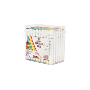 Waldern Premium 60'lı Çift Taraflı Kalem Seti Plastik Şeffaf Taşıma Ve Koruma Çantalı