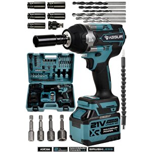 21v Çift Akülü Vidalama Matkap Darbeli Kömürsüz 700nm Somun Sökme Sıkma