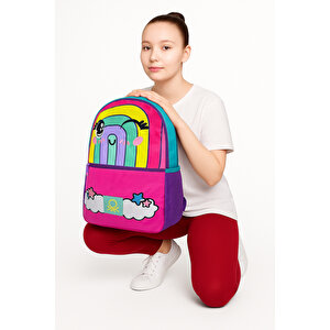 Gökkuşağı İlkokul Çantası, Beslenme Kalemlik Okul Seti- Matara Hediyeli 75997