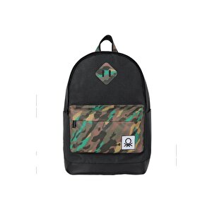 Benetton Okul Sırt Çantası Siyah Kamuflaj