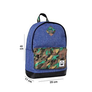Benetton Okul Sırt Çantası Lacivert Kamuflaj