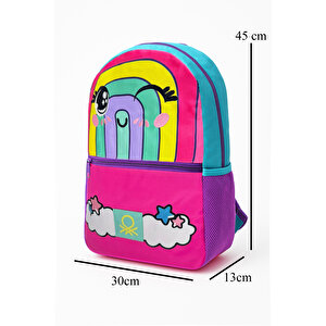 Gökkuşağı Desenli Okul Çantası Seti (i̇lkokul Sırt Çantası,beslenme Çantası)