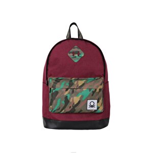 Benetton Okul Sırt Çantası Bordo Kamuflaj