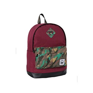 Benetton Okul Sırt Çantası Bordo Kamuflaj