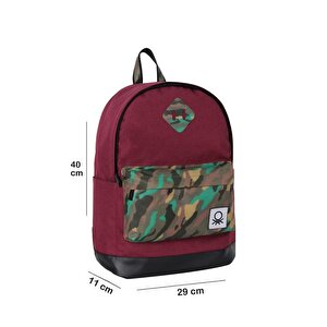 Benetton Okul Sırt Çantası Bordo Kamuflaj