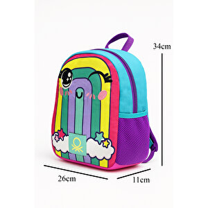 Gökkuşağı Desenli Anaokul Çantası Seti(anaokul Çantası, Beslenme Çantası)