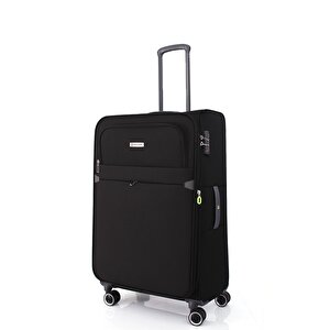 04pc6000 3'lü Set Ultra Light Hafif Lüx Kumaş Tekerlekli Valiz Siyah