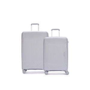 Benetton 2'li Set Büyük Ve Orta Boy %100 Polipropilen Valiz Açık Gri 14bnt8001