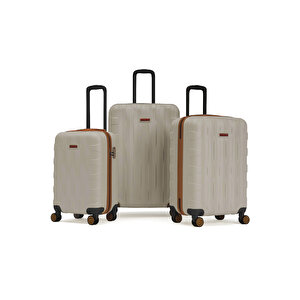 3'lü Valiz Seti Büyük Boy - Orta Boy - Kabin Boy Vizon-taba 1167