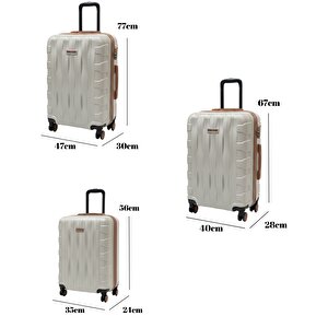 3'lü Valiz Seti Büyük Boy - Orta Boy - Kabin Boy Vizon-taba 1167