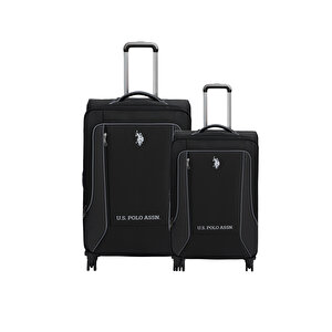 U.s. Polo Assn. 2'li Valiz Seti Orta Ve Kabin Boy Lüx Kumaş Valiz Siyah 24020