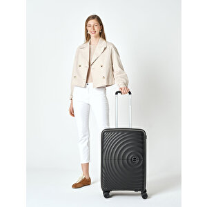 Benetton 2'li Set Orta Ve Kabin Boy %100 Polipropilen Valiz Siyah 14bnt8002