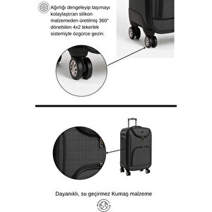 Louisiana Polo 3'lü Set Büyük Orta Ve Kabin Boy Kumaş Valiz Antrasit 2308