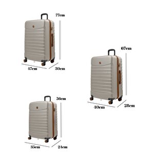 3'lü Valiz Seti Büyük Boy - Orta Boy - Kabin Boy Vizon-taba 1168
