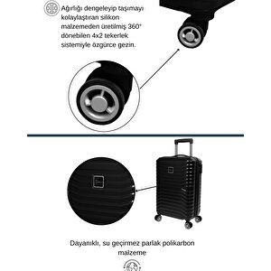 Kabin Boy %100 Polikarbon Valiz Parlak Siyah 1819