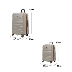 2'li Valiz Seti Büyük Boy - Kabin Boy Vizon-taba 1168