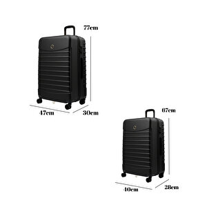 2'li Valiz Seti Büyük Boy - Orta Boy Siyah-siyah 1168-